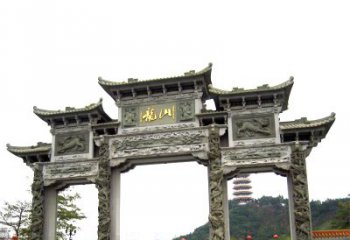 湖州龙山景区大型石头雕塑牌楼，定制之选