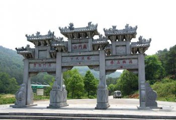 湖州鹿门山景区仿古石雕牌楼雕塑-让你亲近历史