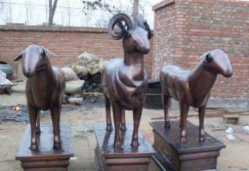 湖州绵羊铸铜雕塑，仿铜动物雕塑