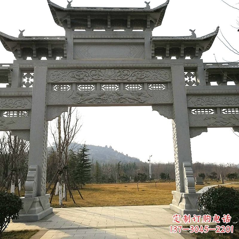 湖州中领雕塑：精致石牌坊雕塑