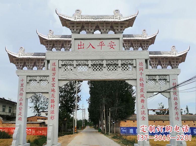 湖州用高质量石雕打造精美牌楼雕塑