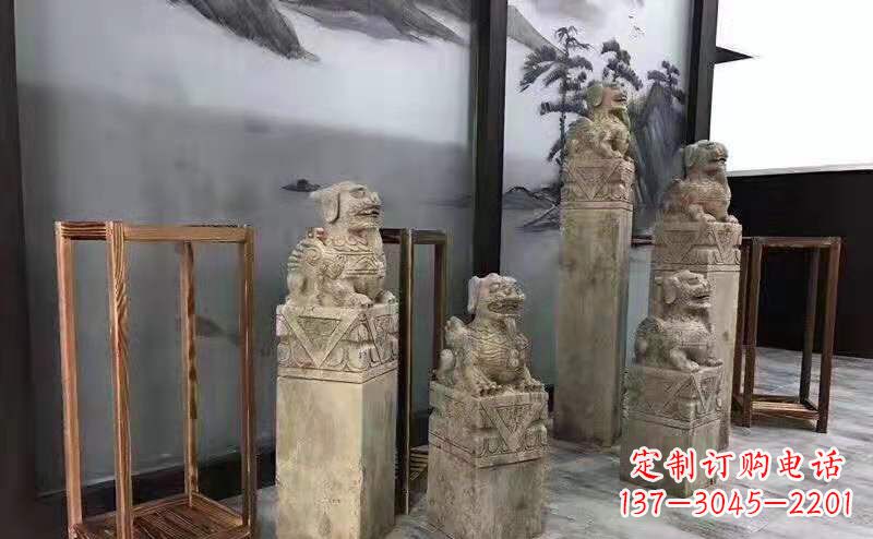 湖州青石仿古神兽拴马桩雕塑驮庭院园林景观石雕