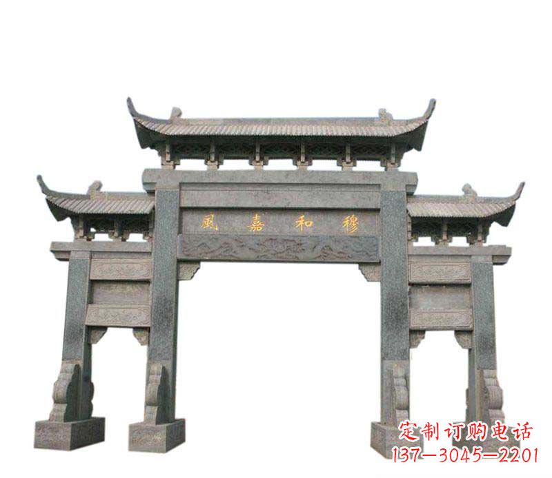 湖州四门牌坊石雕:高端雕塑定制