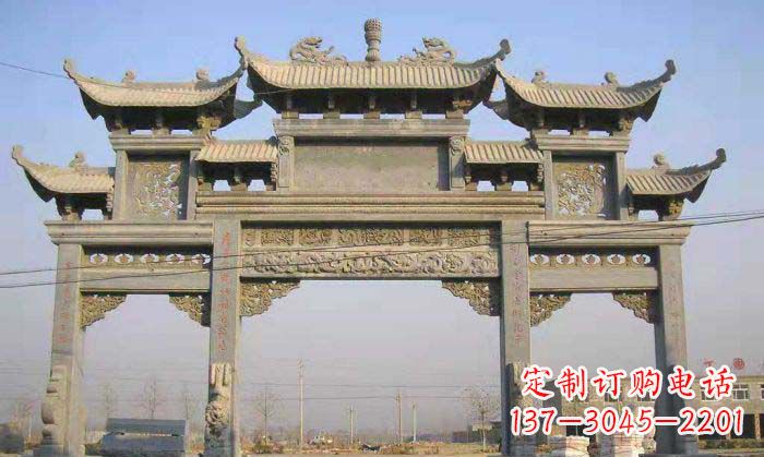 湖州特色街角石雕牌坊精致典雅的装点