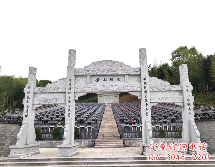 湖州精致雕刻的三门石牌坊雕塑