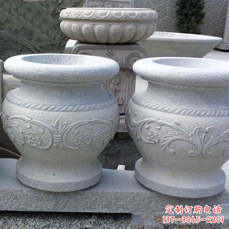 湖州砂岩花盆石雕,搭配室内装饰空间