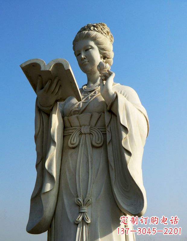 湖州十二花神之十一月山茶花王昭君汉白玉美女雕塑