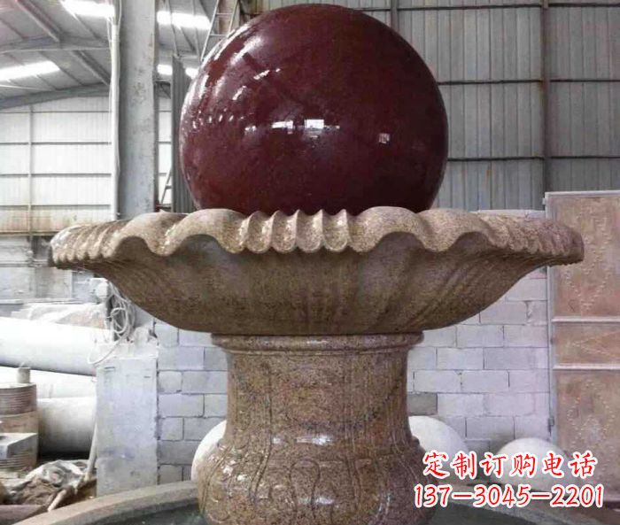 湖州石来运转小型风水球喷泉石雕 (2)