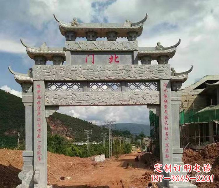 湖州石牌坊单门牌坊石雕