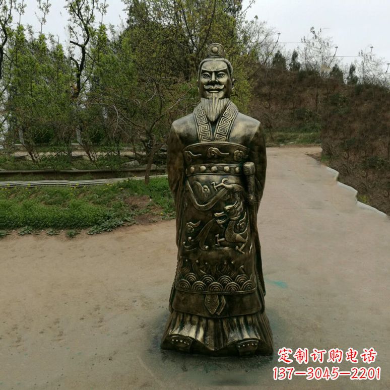 湖州始皇嬴政玻璃钢仿铜雕塑