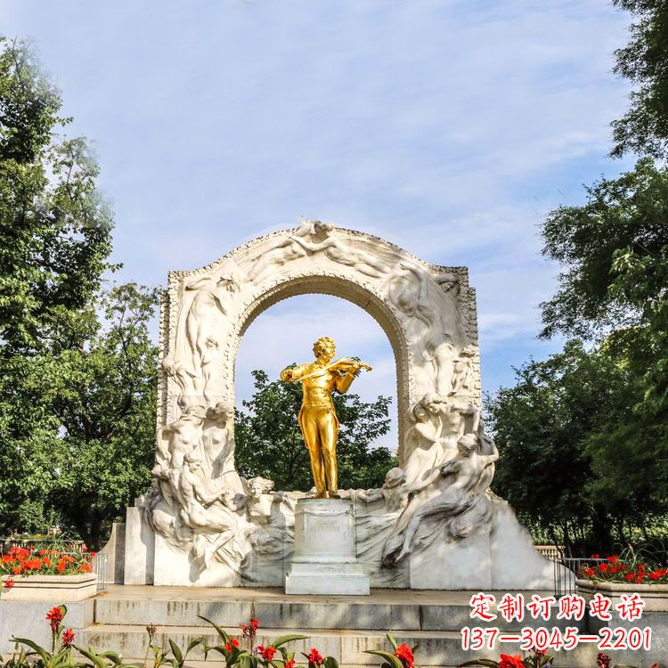 湖州世界名人古典主义作曲家莫扎特公园铜雕像