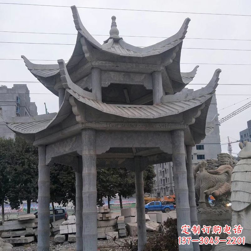 湖州双层八角石雕凉亭