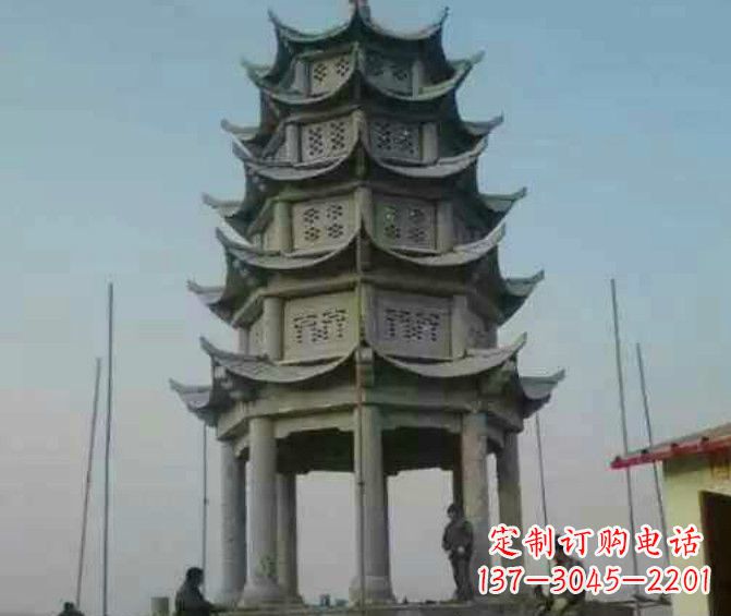 湖州双层大理石凉亭石雕 (2)