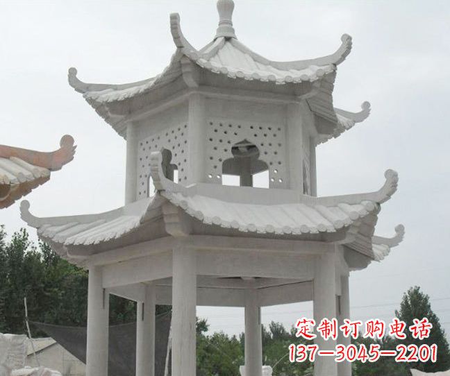 湖州双层大理石凉亭石雕