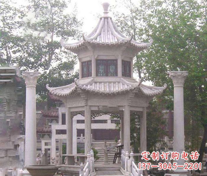 湖州双层仿古凉亭石雕 (3)