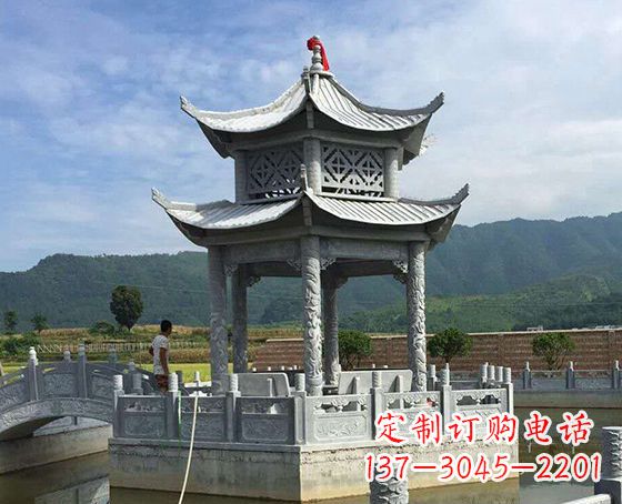 湖州双层仿古凉亭石雕_1