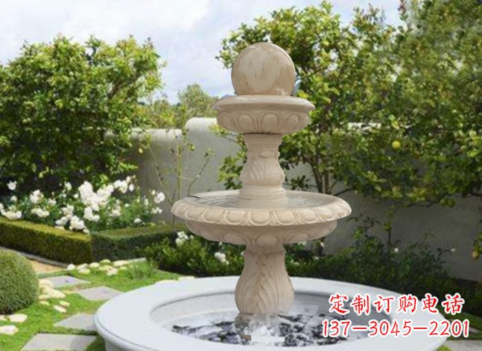 湖州双层风水球喷泉别墅石雕