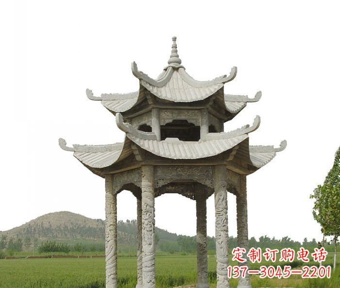 湖州双层仿古石雕凉亭