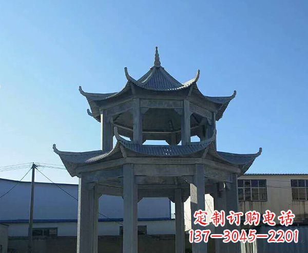 湖州双层仿古石凉亭石雕_1