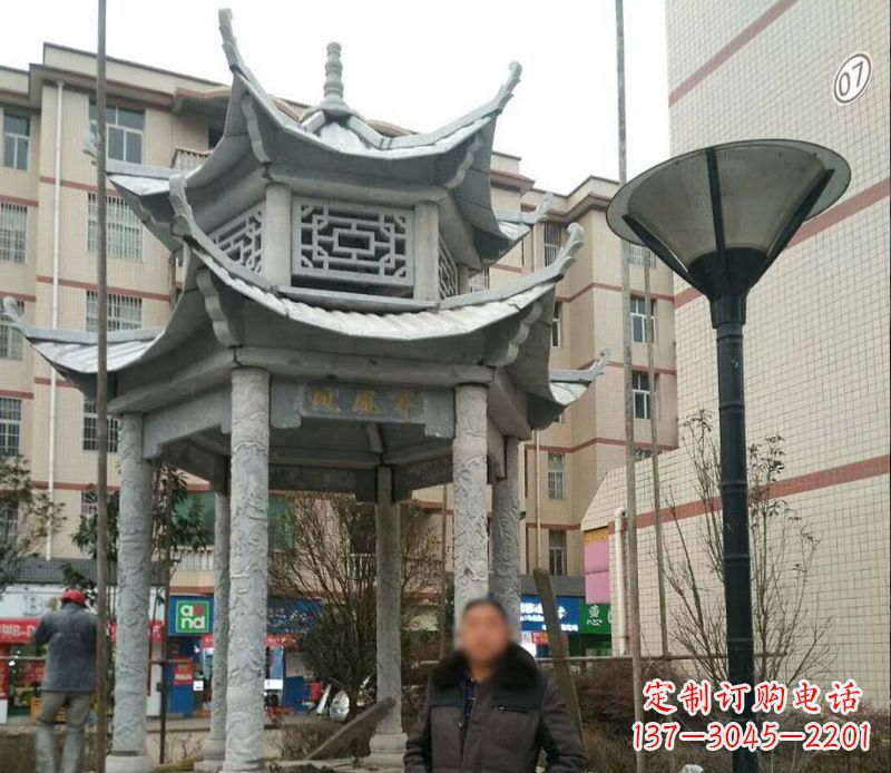 湖州双层六角凉亭石雕