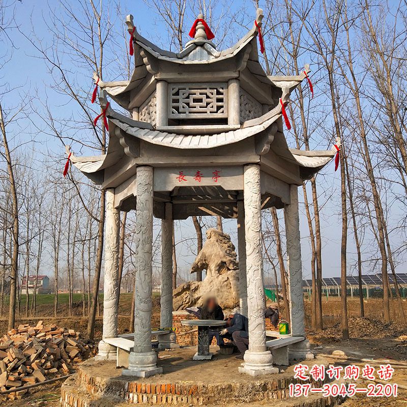 湖州双层六角石凉亭