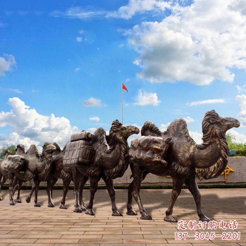 湖州丝绸之路骆驼队仿铜景观雕塑