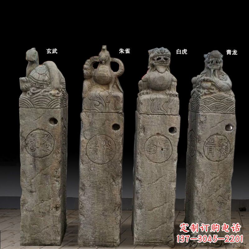 湖州四神兽拴马桩石雕