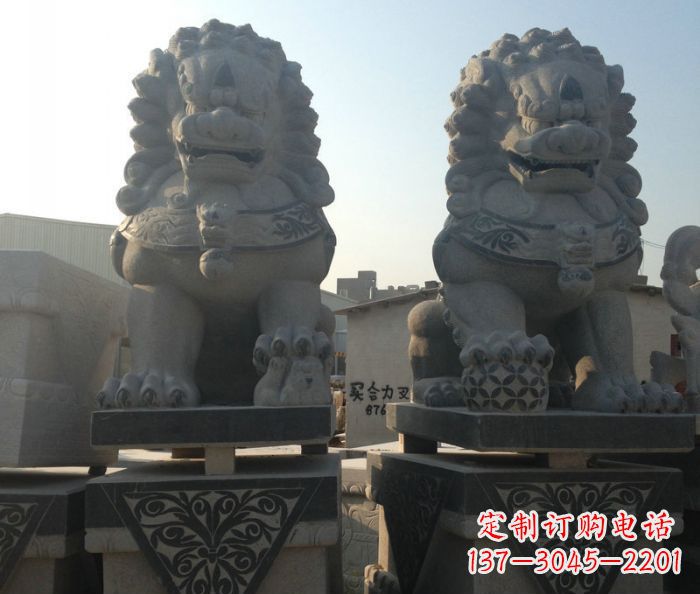 湖州寺庙景观仿古石狮子 (2)