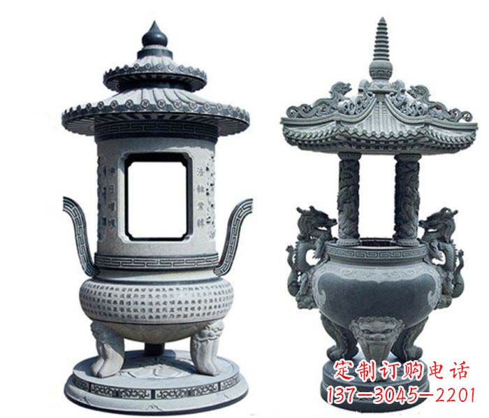 湖州寺庙景观仿古香炉石雕