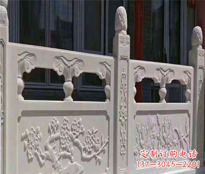 湖州寺庙景观汉白玉石浮雕栏板 (2)
