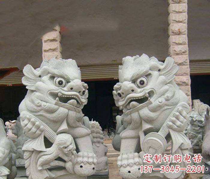 湖州寺庙景观南方狮子石雕 (2)