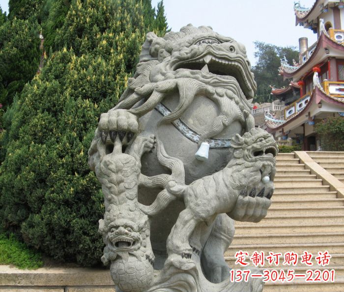 湖州寺庙景观狮子石雕