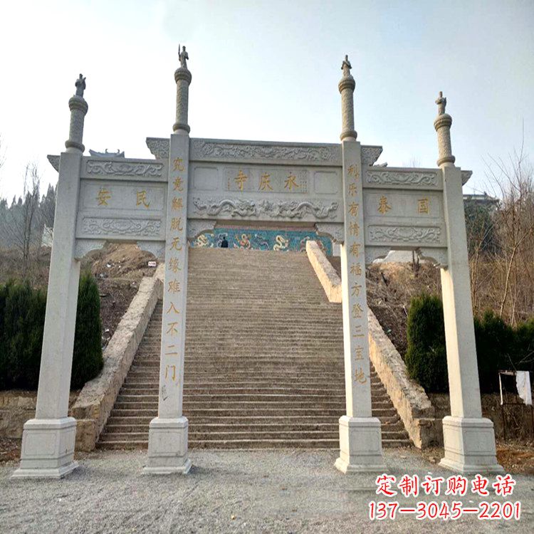 湖州寺庙入口无楼牌坊
