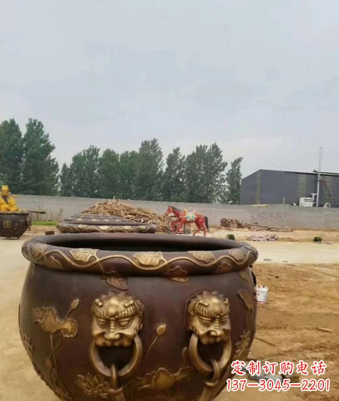 湖州寺庙水缸铜雕 (4)