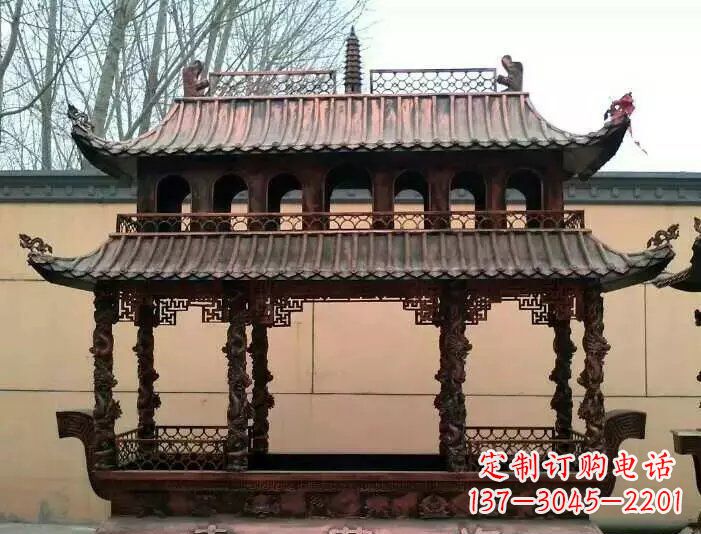 湖州寺庙香炉铜雕 (3)