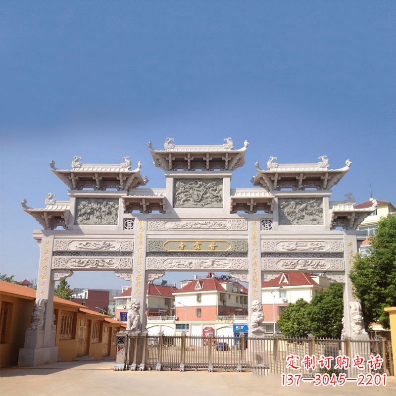 湖州寺院大门石雕牌楼