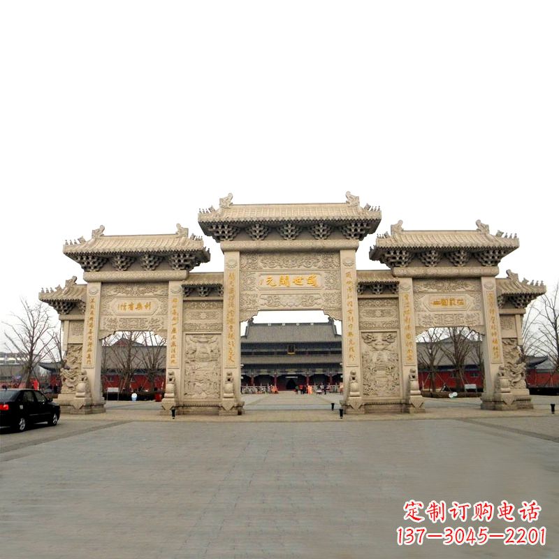 湖州寺院景区石雕牌坊