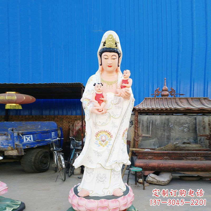 湖州送子观音彩绘玻璃钢雕塑