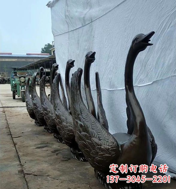 湖州天鹅喷泉铜雕,园林喷泉水景流水组件