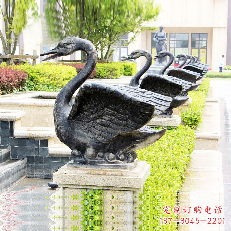 湖州天鹅铜雕喷水喷泉-纯铜铸造公园水渠水景动物雕塑