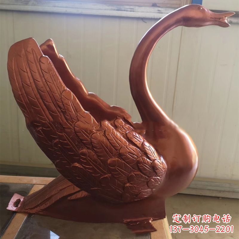 湖州天鹅铜雕塑,喷泉吐水天鹅装饰摆件