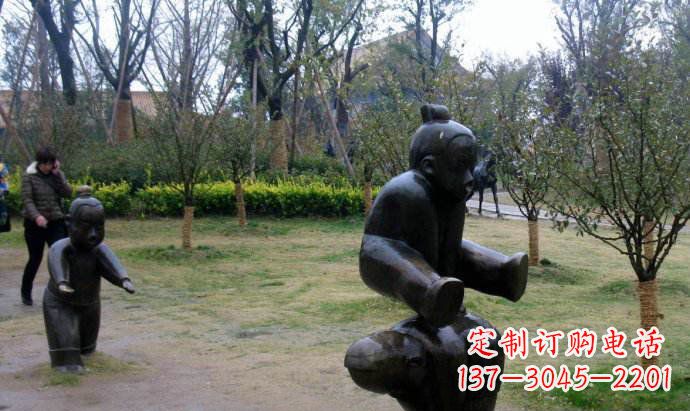 湖州跳山羊公园人物铜雕
