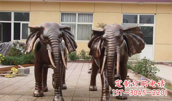 湖州铜雕大象公司门口动物雕塑