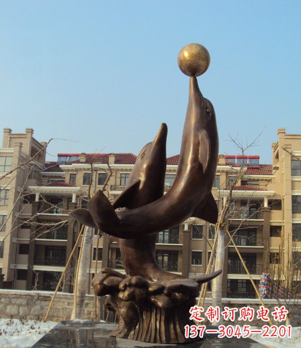 湖州铜雕海豚雕塑 (2)
