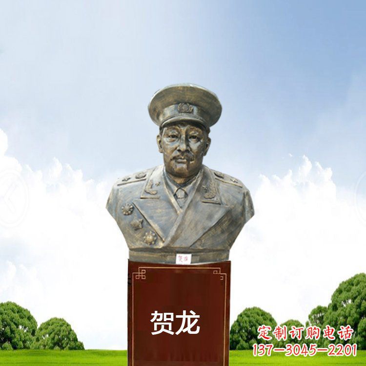 湖州铜雕贺龙头像