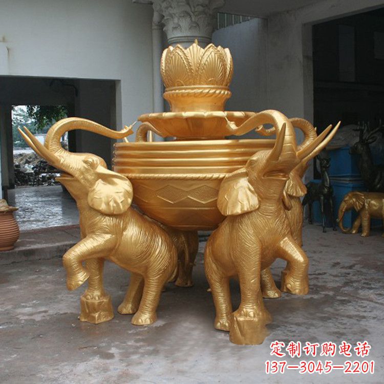 湖州铜雕喷水大象雕塑
