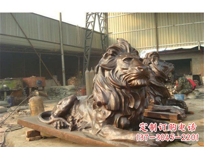 湖州铜雕狮子公司门口雕塑