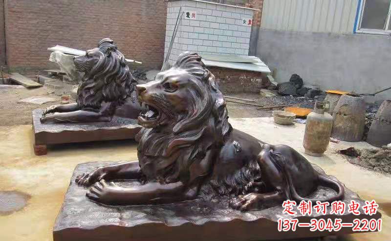 湖州铜雕狮子户外摆件镇宅动物雕塑