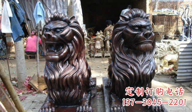 湖州铜雕狮子公司门口雕塑 (2)