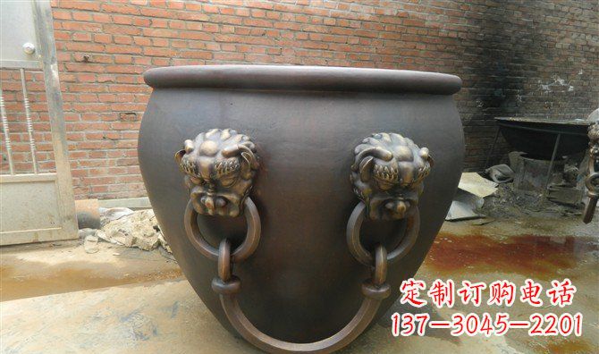 湖州铜雕水缸寺庙景观雕塑_2